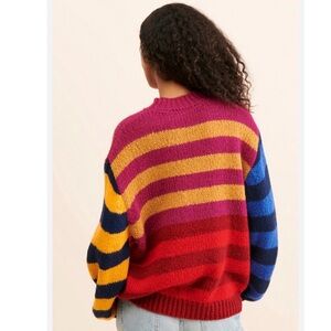 Luna Colorful Colorful 
Stripes Sweater 
W/ balloon sleeves 
NWOT
Color- multi